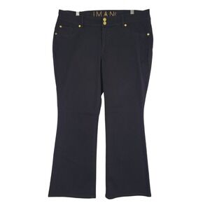 IMAN Global Chic Black Bootcut Stretch Denim Jeans Gold Hardware Womens 16P